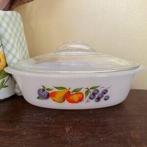 Fire King, Gay Fad, Casserole Dish, Hand Painted With a Lid